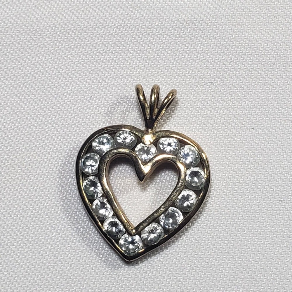 Ross Simons Sterling Vermeil Crystals Gemstones Heart Pendant